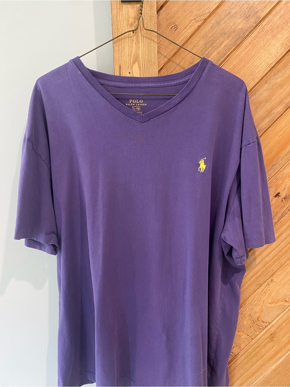 Polo by Ralph Lauren Purple V-Neck Tee with Yellow Pony